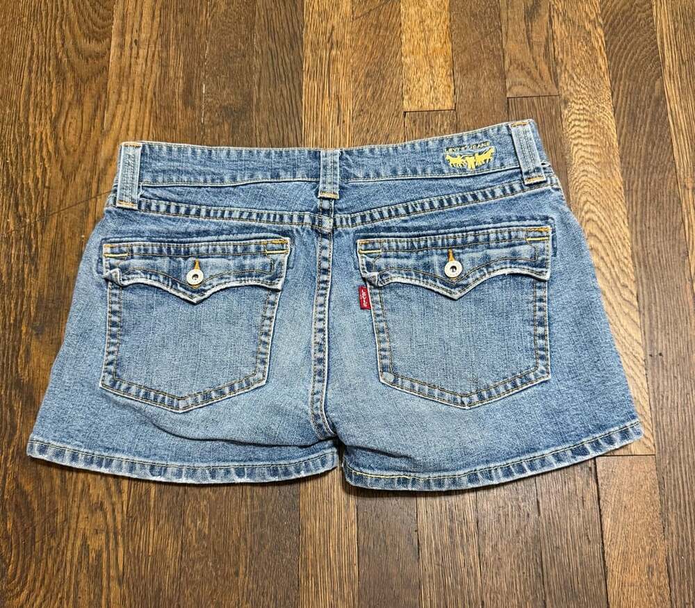 Vintage Levi's Slouch Lot 504 Size 30 Blue Denim Mini Jean Shorts Y2K Low Rise